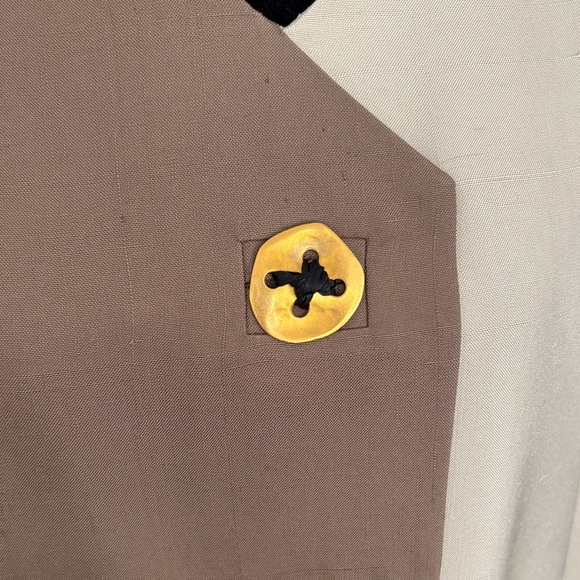 Steve Fabrikani Vintage NWT Color Block Long Sleeve Dress with Gold Accents - Picture 4 of 15